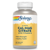 SOLARAY Calcium & Magnesium Citrate: bouteille 180 capsules, soutien osseux potentiel et absorption facilitée.