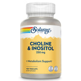 SOLARAY Choline & Inositol - bouteille visible, soutien potentiel au métabolisme des graisses.