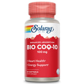 SOLARAY CoQ-10 Bio 100 mg – bouteille et capsules pour une énergie quotidienne.