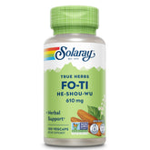 SOLARAY Fo-Ti bouteille avant: peut soutenir la vitalité des cheveux et l’éclat de la peau.