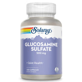 SOLARAY Glucosamine sulfate 500 mg : boîte d'emballage, soutien potentiel à la flexibilité articulaire.