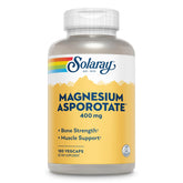 SOLARAY Magnesium Asporotate 400 mg, bouteille, soutien potentiel à l'énergie et à la fonction musculaire.