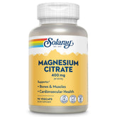 SOLARAY Magnésium Citrate 400 mg – bouteille, soutien des os et détente musculaire.