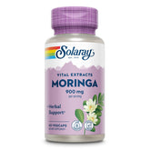SOLARAY Moringa Capsules 900 mg — bouteille claire montrant le complément naturel pour l'énergie quotidienne.
