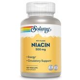 SOLARAY Niacine 500 mg, bouteille visible, soutien potentiel d'énergie.