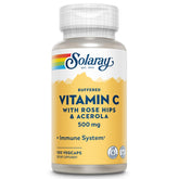 SOLARAY bouteille vitamine C tamponnée rose-hips, soutien potentiel au quotidien.