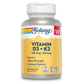 SOLARAY vitamine D3 K2 – Bouteille, aperçu du dosage potentiel