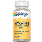 SOLARAY Vitamine E 1000 UI en bouteille softgel — soutien antioxydant quotidien.