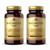 Solgar B-Complex 100, bouteille de capsules végétales, soutien énergétique potentiel.