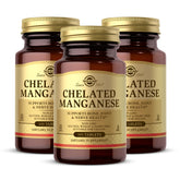 Solgar Manganèse Chelaté – vue boite 3-pack, soutien potentiel des articulations et des os.