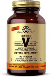 Solgar VM-75 bouteille avec comprimés sans fer pour l’apport quotidien.