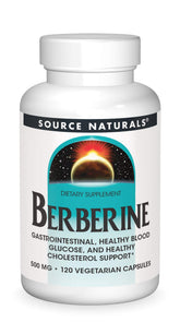Source Naturals Berberine, bouteille 500 mg, capsules végétales faciles à avaler, soutien digestif potentiel