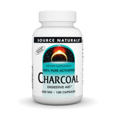 Source Naturals Charbon Actif – bouteille de 100 capsules, soutien digestif potentiel.
