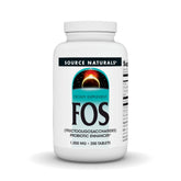 Source Naturals FOS: bouteille de comprimés prête à soutenir la flore intestinale.