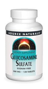 Source Naturals Glucosamine Sulfate en bouteille, soutien potentiel des articulations.