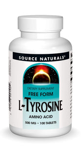 Source Naturals L-Tyrosine, boite pret a l emploi, soutien potentiel a la concentration.