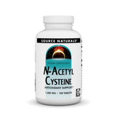 Source Naturals N-Acétyl cystéine, bouteille et tablettes, soutien antioxydant potentiel au quotidien.
