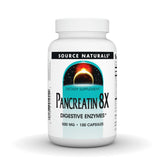 Source Naturals Pancreatin 8X capsules faciles à avaler pour l'aide digestive.