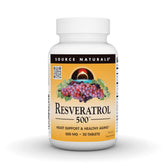 Source Naturals Resveratrol 550, bouteille visible, soutien potentiel au vieillissement sain.
