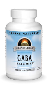 Source Naturals Serene Science GABA — bouteille prête à une routine de relaxation.