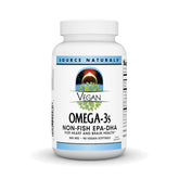 Source Naturals Vegan Omega3s, bouteille, gélules EPA/DHA pour soutien quotidien.