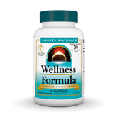 Source Naturals Wellness Formula : bouteille et gélules pour un soutien immunitaire potentiel.