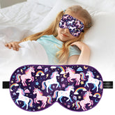 Masque SpacePower pour enfant avec imprimé cheval violet, idéal pour des nuits paisibles.