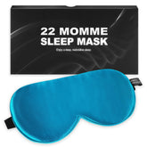 SpacePower masque en soie 22 mommes bleu paon — vue avant, bloque la lumière pour un sommeil profond.