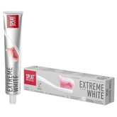 Splat Extreme White dentifrice boîte, présentation pratique pour l'hygiène bucco-dentaire.