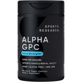 Sports Research Alpha GPC 630mg - Bouteille montrée pour une concentration potentielle et constante