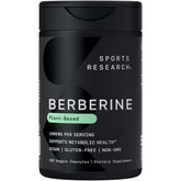 Sports Research Berberine: bouteille ouverte pour un rituel quotidien de soutien métabolique.