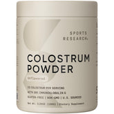 Sports Research Colostrum Poudre dans la bouteille, apport quotidien pratique.