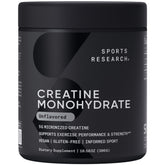 Sports Research Creatine Monohydrate, poudre micronisee non aromatee prête à l'entraînement pour soutenir la puissance