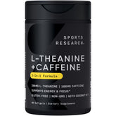 Bouteille Sports Research L-Theanine Caféine MCT prête à améliorer la concentration