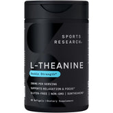 Sports Research L-théanine double dose - bouteille, soutien à la concentration et à la détente.