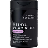 Sports Research vitamine B12 en flacon, capsules liquides véganes soutenant l'énergie.