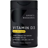 Sports Research Vitamine D3 5000 UI — bouteille de capsules molles, soutien immunitaire quotidien