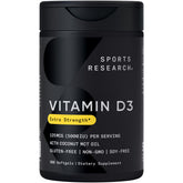 Sports Research Vitamine D3 avec huile MCT en flacon, soutien des os et immunité.