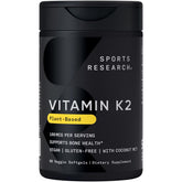 Sports Research Vitamine K2 MK7 100 mcg – bouteille pratique pour le soutien osseux.