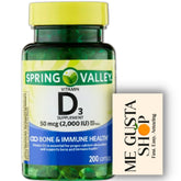 Bouteille Spring Valley Vitamine D3 50 µg – dosage quotidien pratique.