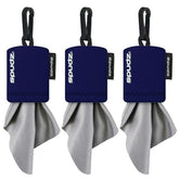 SPUDZ nettoyeur lentilles microfibre avec poche à clip bleu marine prêt pour lunettes et jumelles