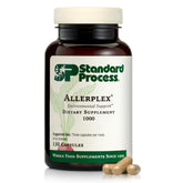 Allerplex de Standard Process, bouteille visible, soutien potentiel des membranes muqueuses.