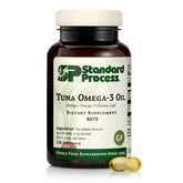 Standard Process Tuna Omega-3 en bouteille, soutien potentiel au cerveau et à la vision.