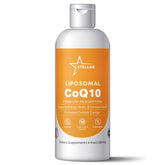 Stellar Liposomal CoQ10 bouteille 120ml prête à être ajoutée à une boisson pour absorption améliorée.