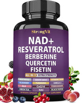 Bouteille StrongVit NAD Resvératrol liposomal prête à votre routine quotidienne.