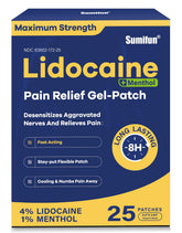 Patch Sumifun lidocaïne-menthol sur l’emballage prêt à l’emploi pour soulagement ciblé.