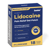 Patch Sumifun lidocaïne 4% en cours d application pour soulager une douleur musculaire localisée