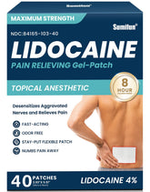 Sumifun patch lidocaïne 4% pour dos, soulage douleur localisée sans parfum.