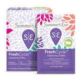 Lingettes FreshCycle de Summer's Eve emballage: fraîcheur pratique en tout lieu.