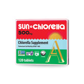 Sun Chlorella, bouteille de pilules verte, pratique pour déplacements et énergie.